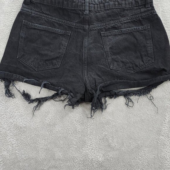 Denim Co Shorts Womens 10 Floral Embroidered Black Denim Hot Pants Distressed - Picture 14 of 15